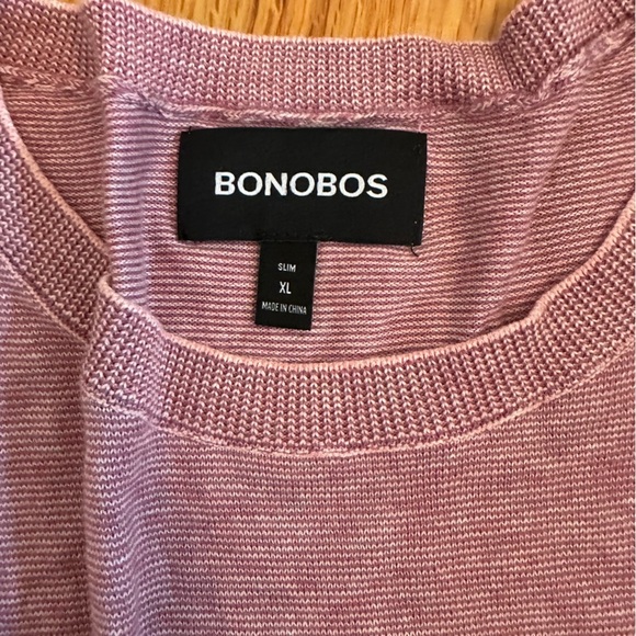 Bonobos Sweater Mens XL Pink Cotton/Viscose   Crewneck Soft Striped Casual(A1 - Picture 13 of 15